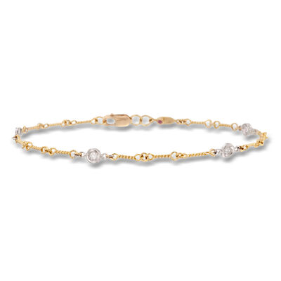 Roberto Coin .16 ct. t.w. Bezel-Set Diamond Link Bracelet in 18kt Two-Tone Gold