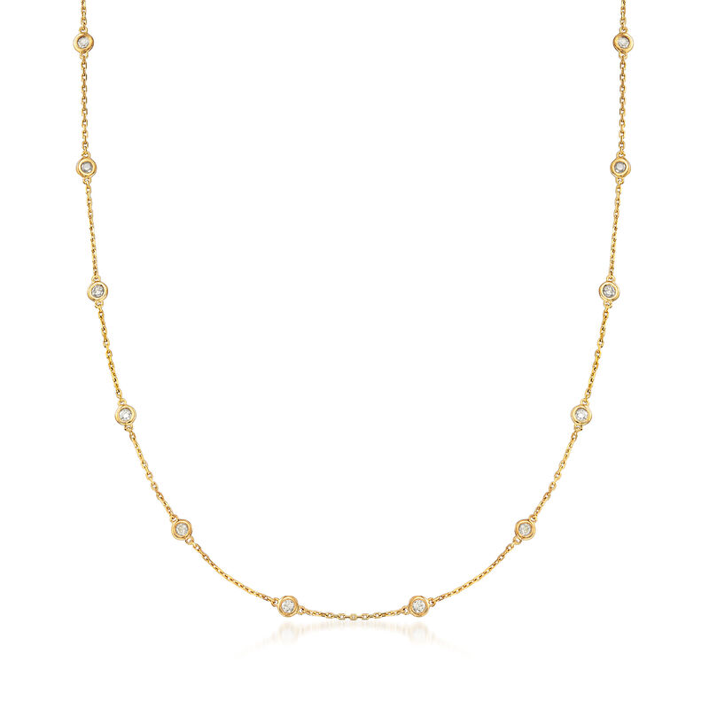 1.00 ct. t.w. Bezel-Set Diamond Station Necklace in 18kt Gold Over Sterling image number 0