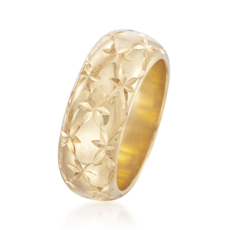 Andiamo 14kt Yellow Gold Over Resin Diamond-Cut and Polished Dome Ring image number 2