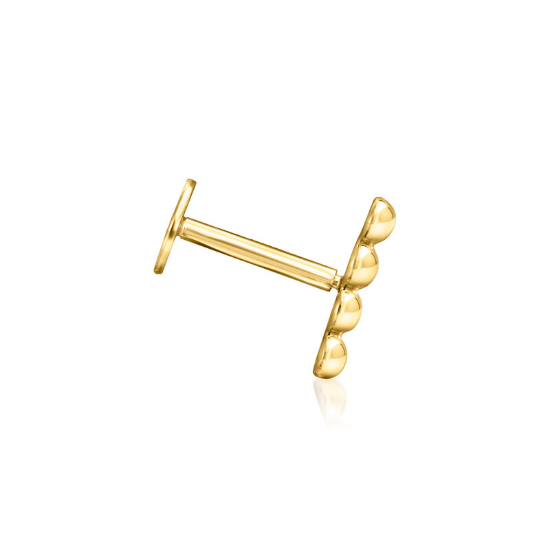 14kt Yellow Gold Beaded Bar Flat-Back Earrings image number 3