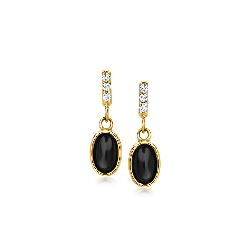 Onyx Drop Earrings with Lab-Grown Diamonds in 10kt Yellow Gold image number 0