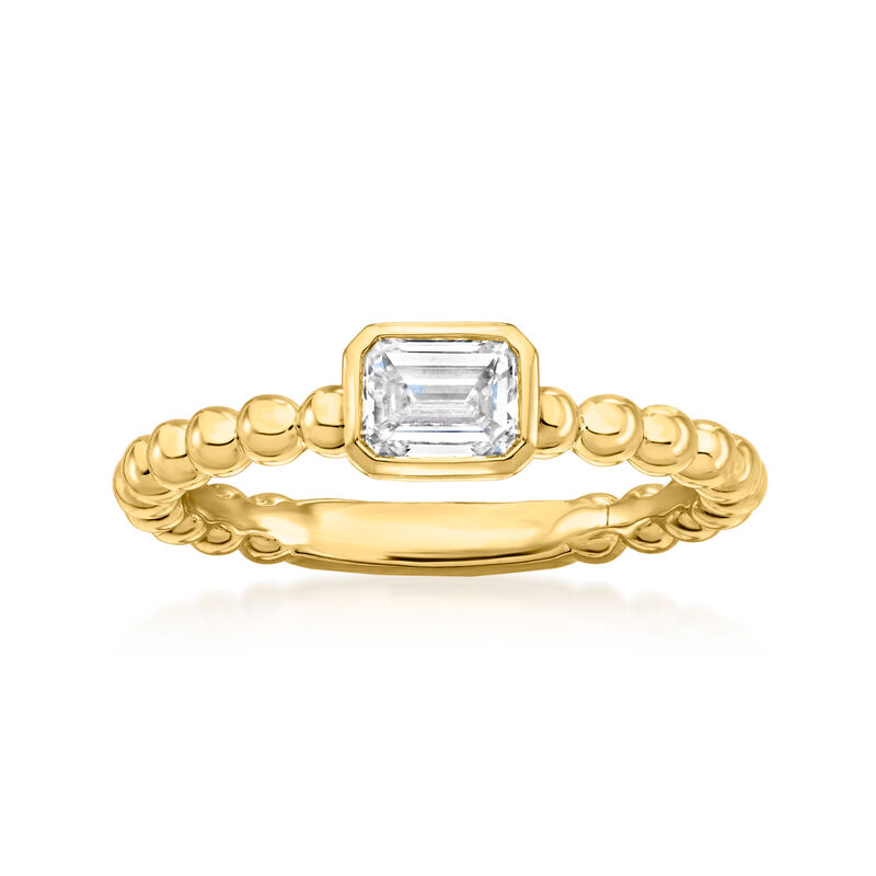.50 Carat Emerald-Cut Lab-Grown Diamond Beaded Ring in 18kt Gold Over Sterling image number 0