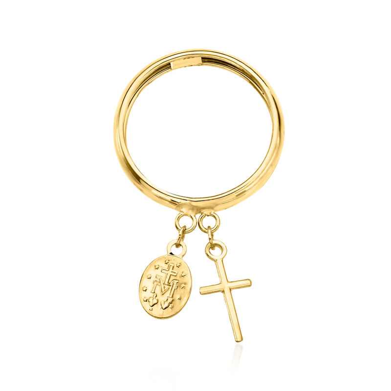 Italian 14kt Yellow Gold Religious Charm Ring image number 3