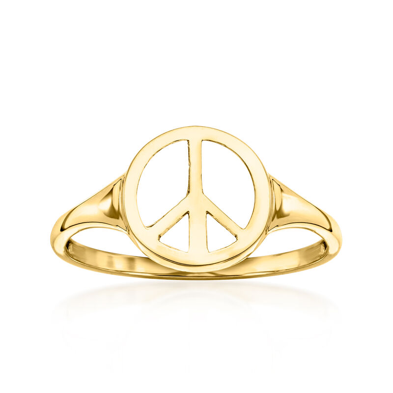 14kt Yellow Gold Peace Sign Ring image number 0