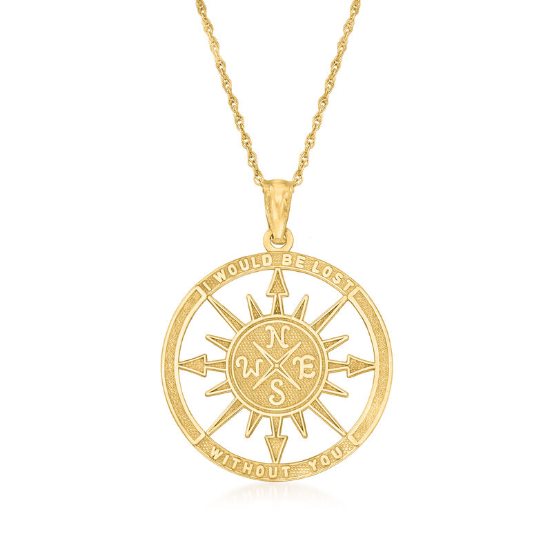 14kt Yellow Gold Compass Pendant Necklace image number 0
