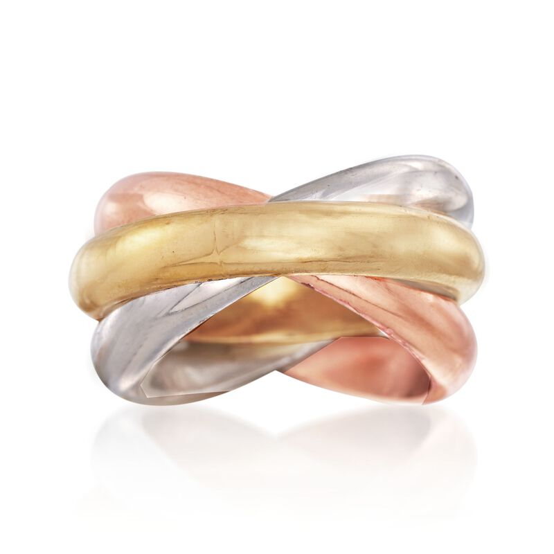 Andiamo 14kt Tri-Colored Gold Rolling Ring. Size 8 image number 0