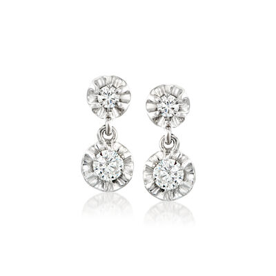 C. 1990 Vintage .70 ct. t.w. Diamond Drop Earrings in 14kt White Gold