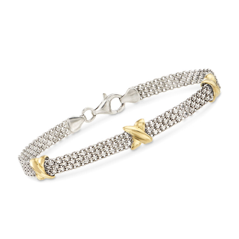 Sterling Silver and 14kt Yellow Gold Bismark-Link Bracelet image number 0