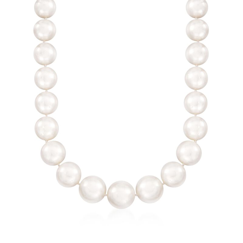 12-15mm Cultured South Sea Pearl Necklace with 14kt Yellow Gold image number 0