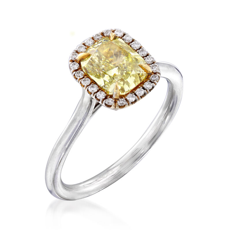 1.53 ct. t.w. Yellow and White Diamond Ring in 18kt Two-Tone Gold image number 2