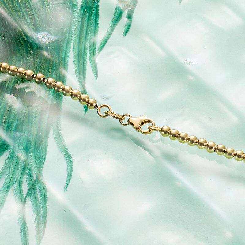 Italian 2.6-9mm 18kt Yellow Gold Bead Necklace. 20&quot; image number 3