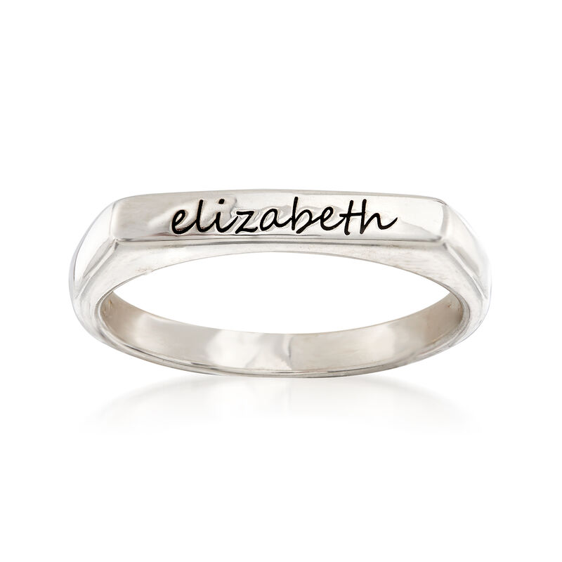 Sterling Silver Flat-Top Script Name Ring image number 0