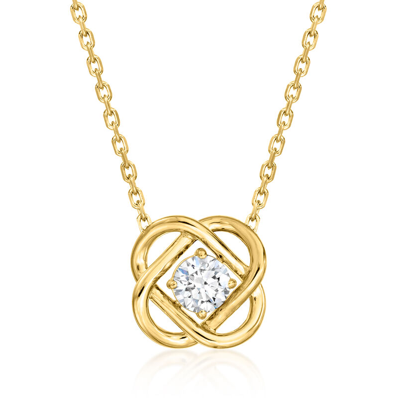 .50 Carat Lab-Grown Diamond Celtic Knot Necklace in 18kt Gold Over Sterling. 18&quot; image number 1