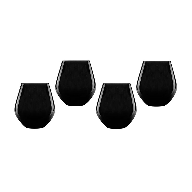 Godinger &quot;Meridian&quot; Set of 4 Black Stemless Wine Glasses image number 0