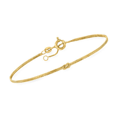Italian 14kt Yellow Gold Knotted Wheat-Chain Bracelet