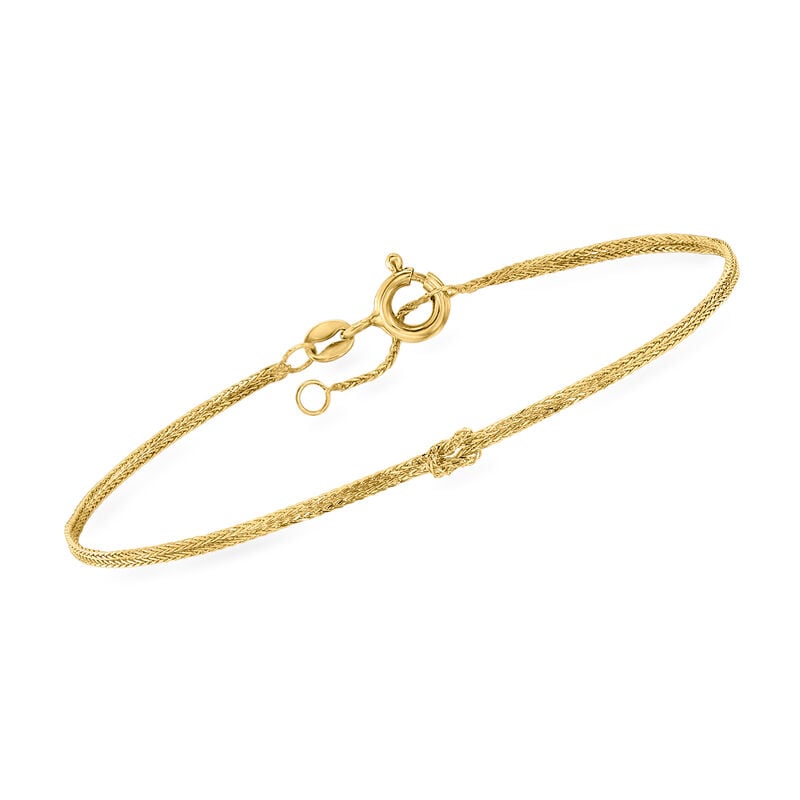 Italian 14kt Yellow Gold Knotted Wheat-Chain Bracelet. 6.5" image number 0