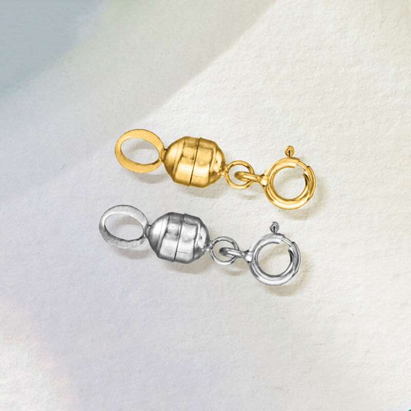 Italian Set of Two Small Magnetic Clasp Converters: 14kt Yellow Gold and 14kt White Gold image number 6