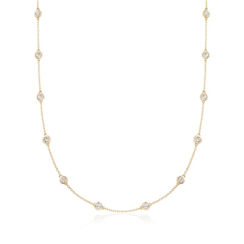 1.50 ct. t.w. Bezel-Set Diamond Station Necklace in 14kt Yellow Gold. 18&quot; image number 1