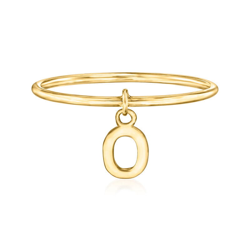 14kt Yellow Gold &quot;O&quot; Initial Charm Ring. Size 7 image number 0