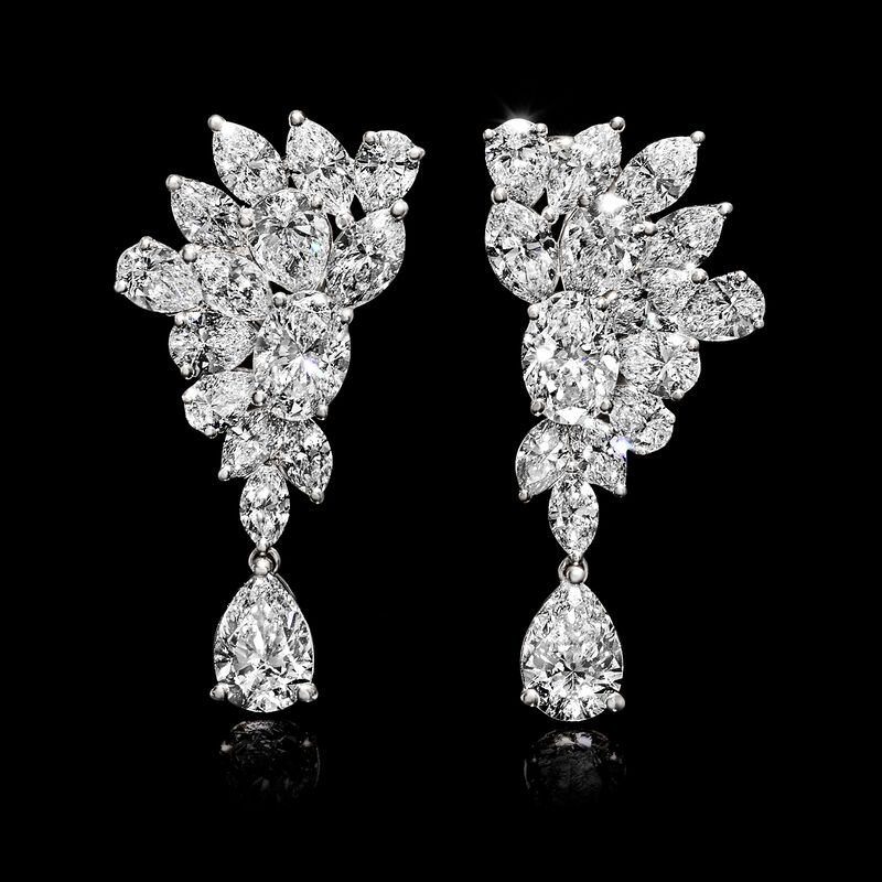 11.00 ct. t.w. Lab-Grown Diamond Cluster Drop Earrings in 14kt White Gold image number 3
