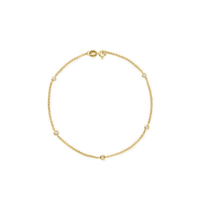 C. 2000 Vintage .23 ct. t.w. Diamond Station Anklet in 14kt Yellow Gold