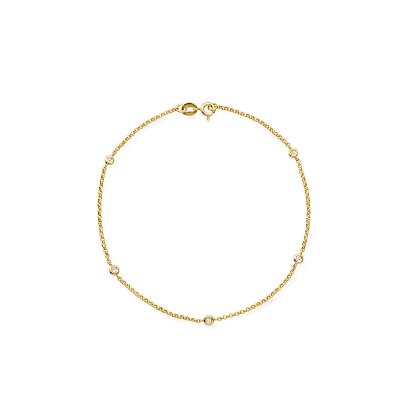 C. 2000 Vintage .23 ct. t.w. Diamond Station Anklet in 14kt Yellow Gold. 9" image number 0