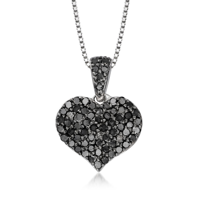 1.00 ct. t.w. Black and White Diamond Reversible Heart Necklace in Sterling Silver image number 0