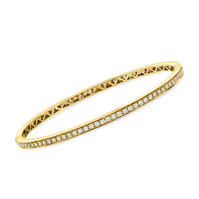 C. 1990 Vintage 1.34 ct. t.w. Diamond Bangle Bracelet in 18kt Yellow Gold
