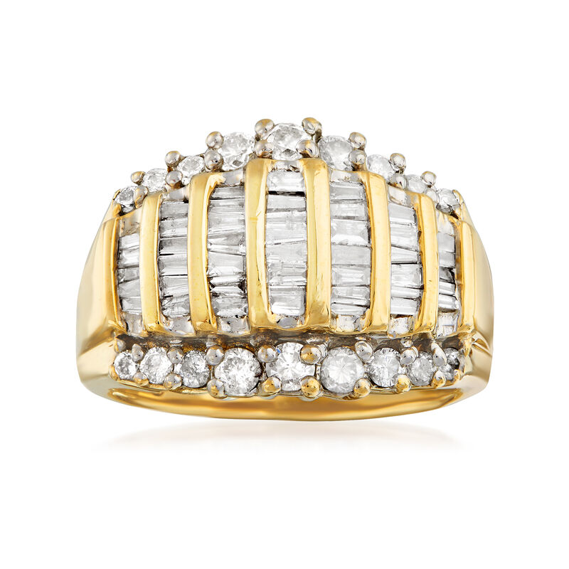 C. 1980 Vintage 1.10 ct. t.w. Diamond Ring in 10kt Yellow Gold. Size 7 image number 0