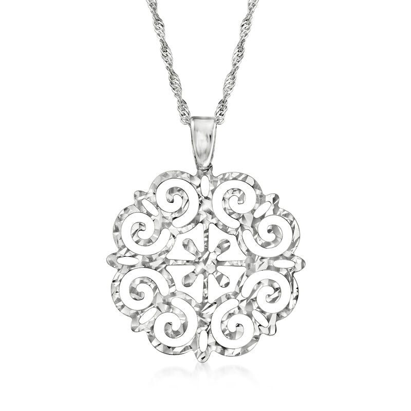 Italian Sterling Silver Filigree Medallion Pendant Necklace  image number 0