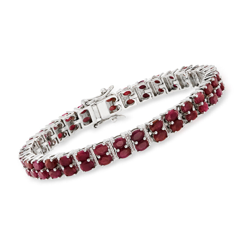 17.00 ct. t.w. Ruby Two-Row Bracelet in Sterling Silver. 7&quot; image number 0
