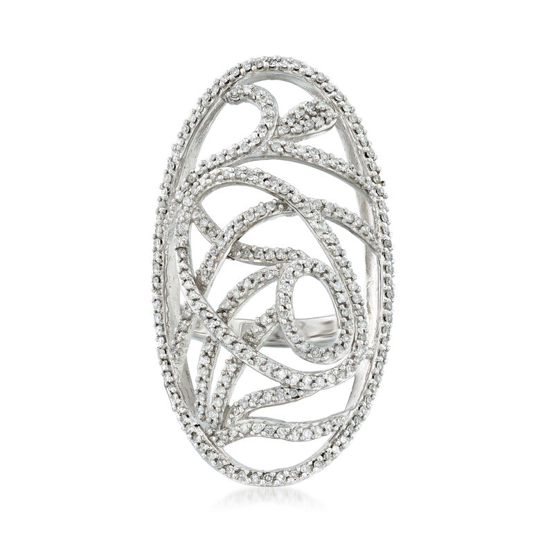C. 2000 Vintage .75 ct. t.w. Diamond Openwork Ring in 10kt White Gold image number 0