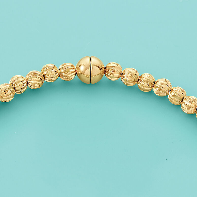 Italian Andiamo 8-17mm 14kt Yellow Gold Fluted Bead Necklace image number 6