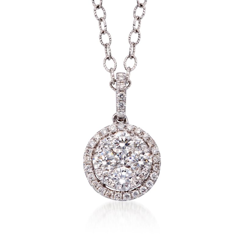 1.15 ct. t.w. Diamond Circle Pendant Necklace in 18kt White Gold image number 0