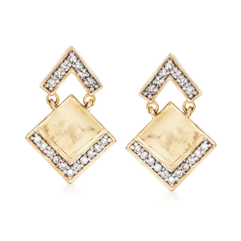 .25 ct. t.w. Pave Diamond Arrow Drop Earrings in 14kt Yellow Gold image number 0