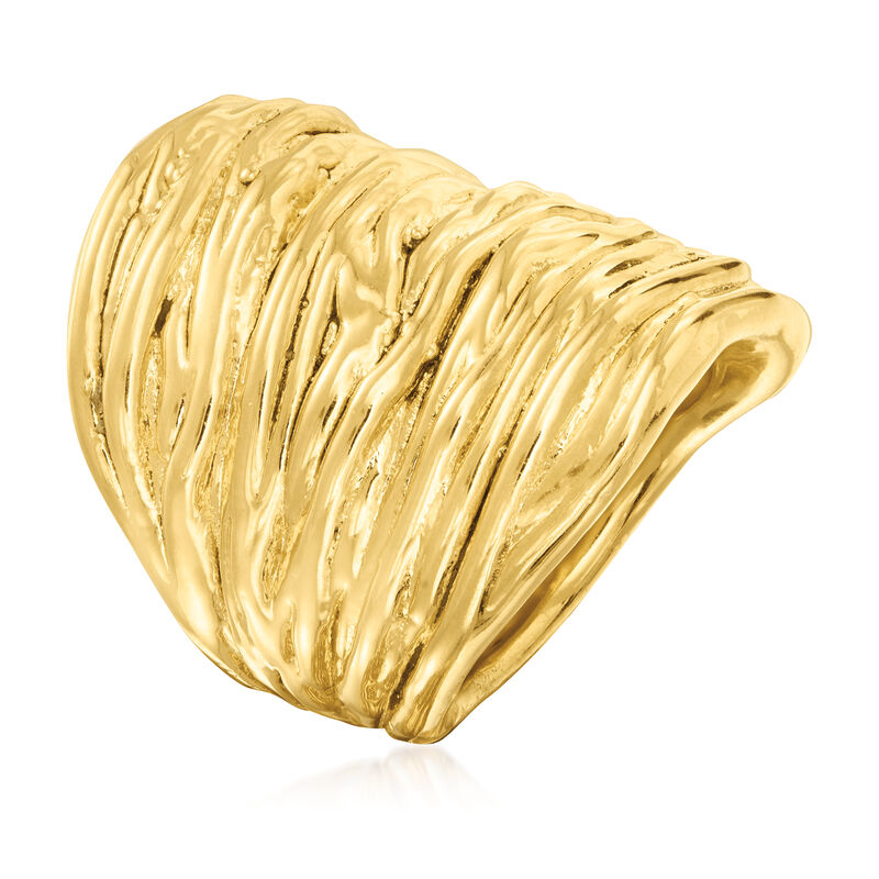 18kt Gold Over Sterling Textured and Polished Ring image number 2