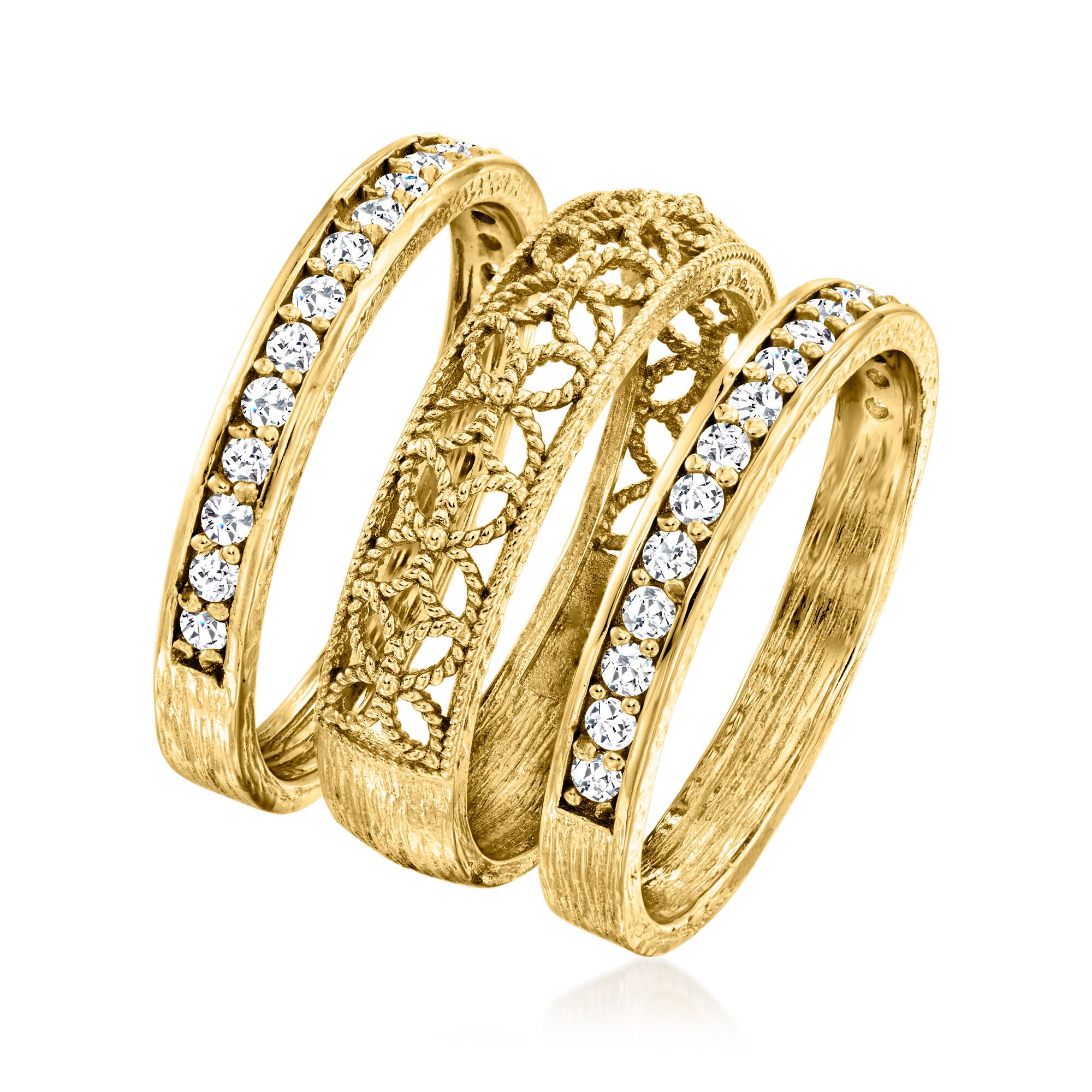 60 ct. t.w. White Zircon and Scrollwork Jewelry Set: Three