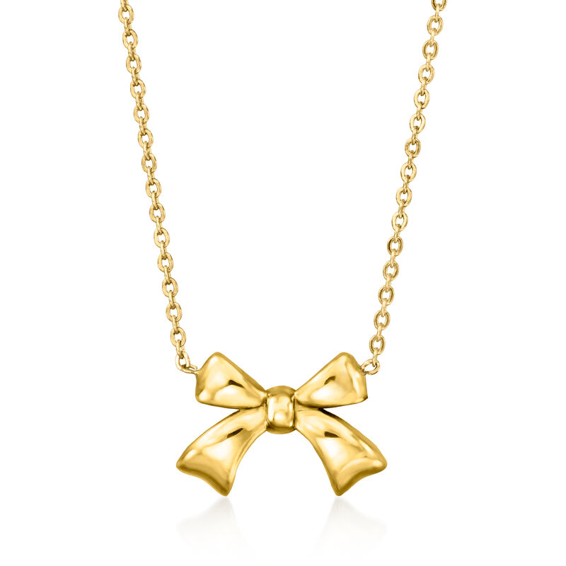 14kt Yellow Gold Bow Necklace. 16&quot; image number 1