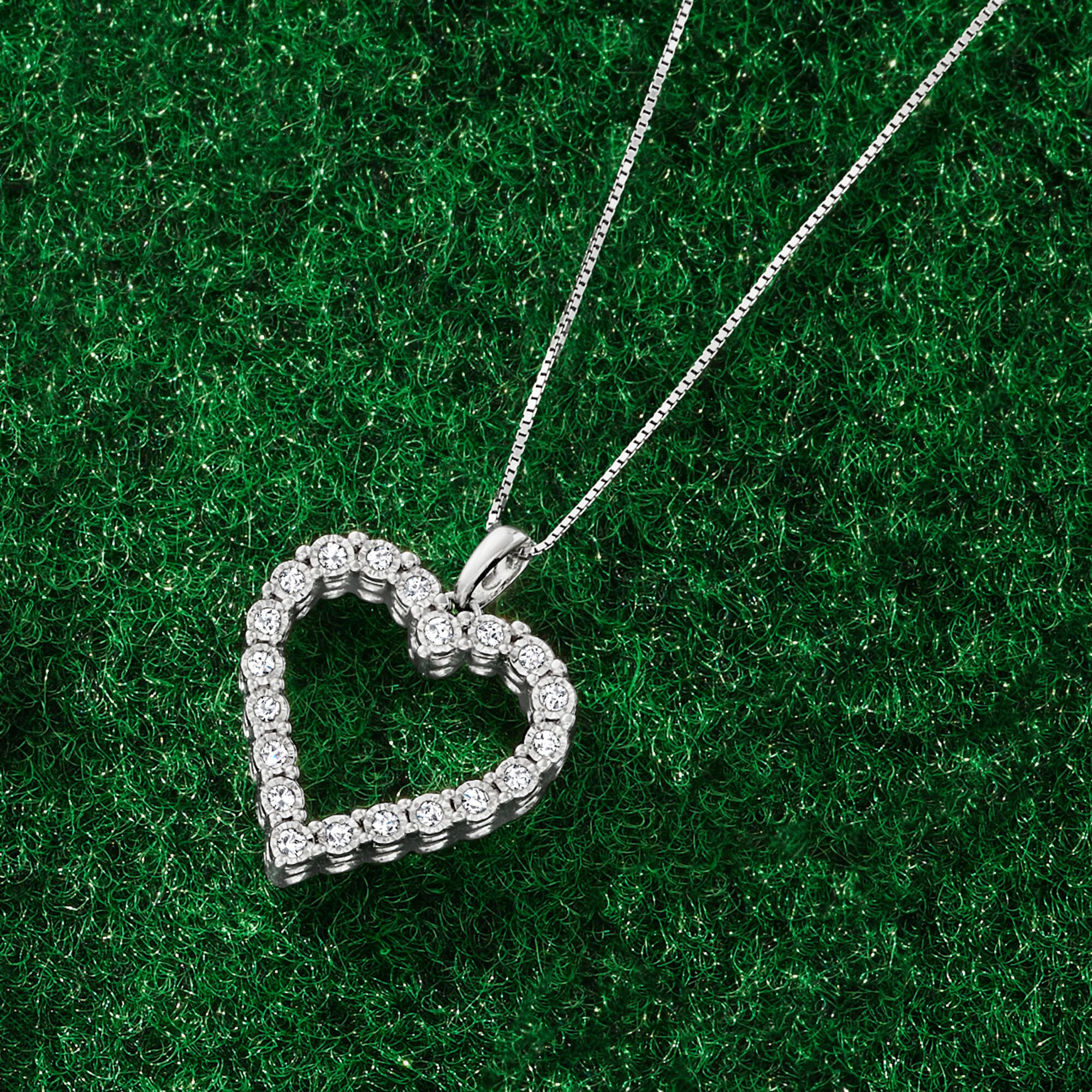 30 ct. t.w. Diamond Heart Pendant Necklace in Sterling Silver