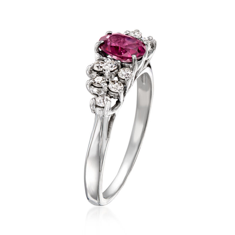 C. 1990 Vintage 1.00 Carat Rhodolite Garnet Ring with .36 ct. t.w. Diamonds in 14kt White Gold. Size 6.5 image number 2