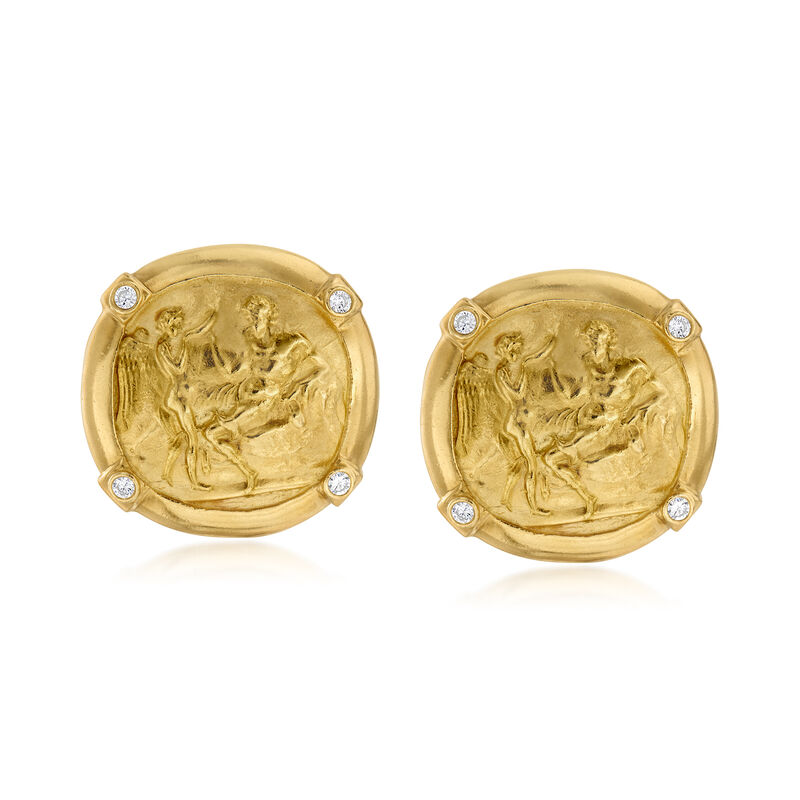 C. 1980 Vintage Athena .20 ct. t.w. Diamond Earrings in 18kt Yellow Gold image number 0