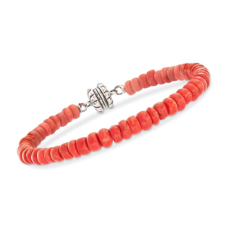 C. 1990 Vintage Jewelry Set: Coral Beaded Necklace and Bracelet image number 3