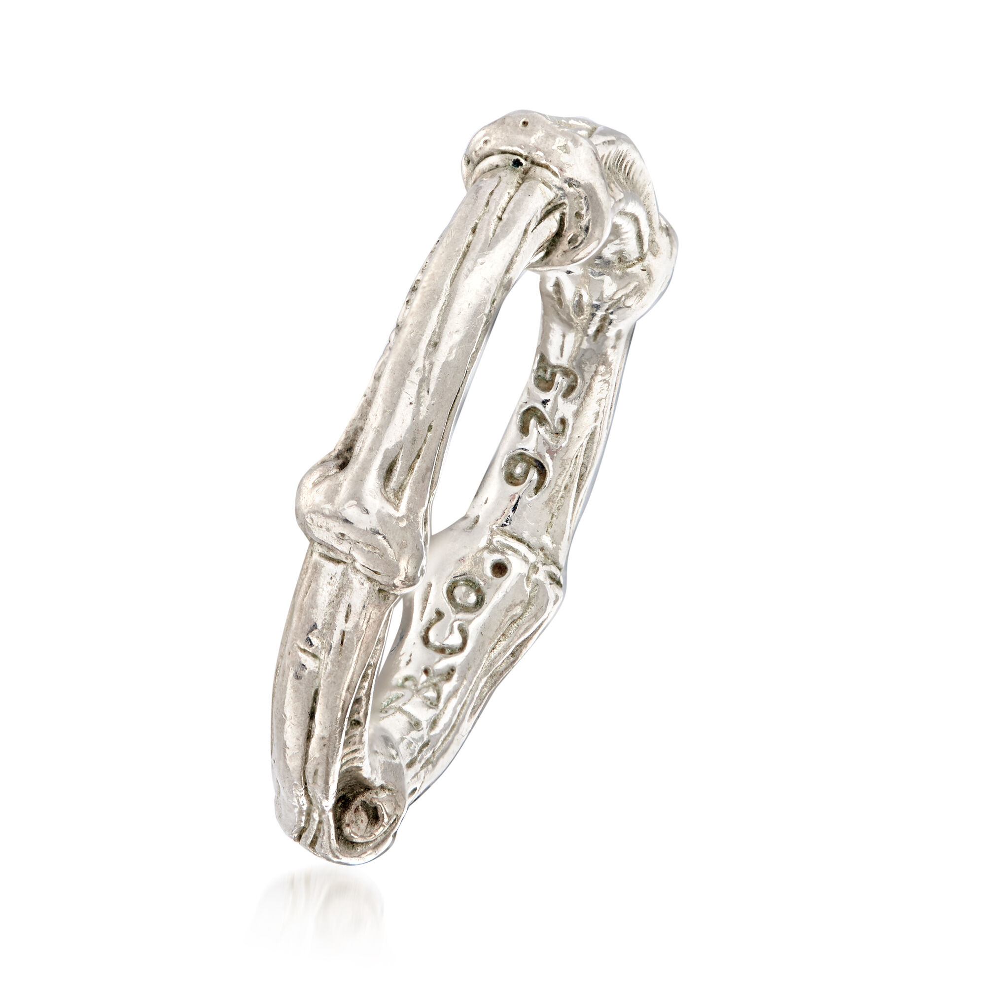 C. 1996 Vintage Tiffany Jewelry Sterling Silver Bamboo Ring