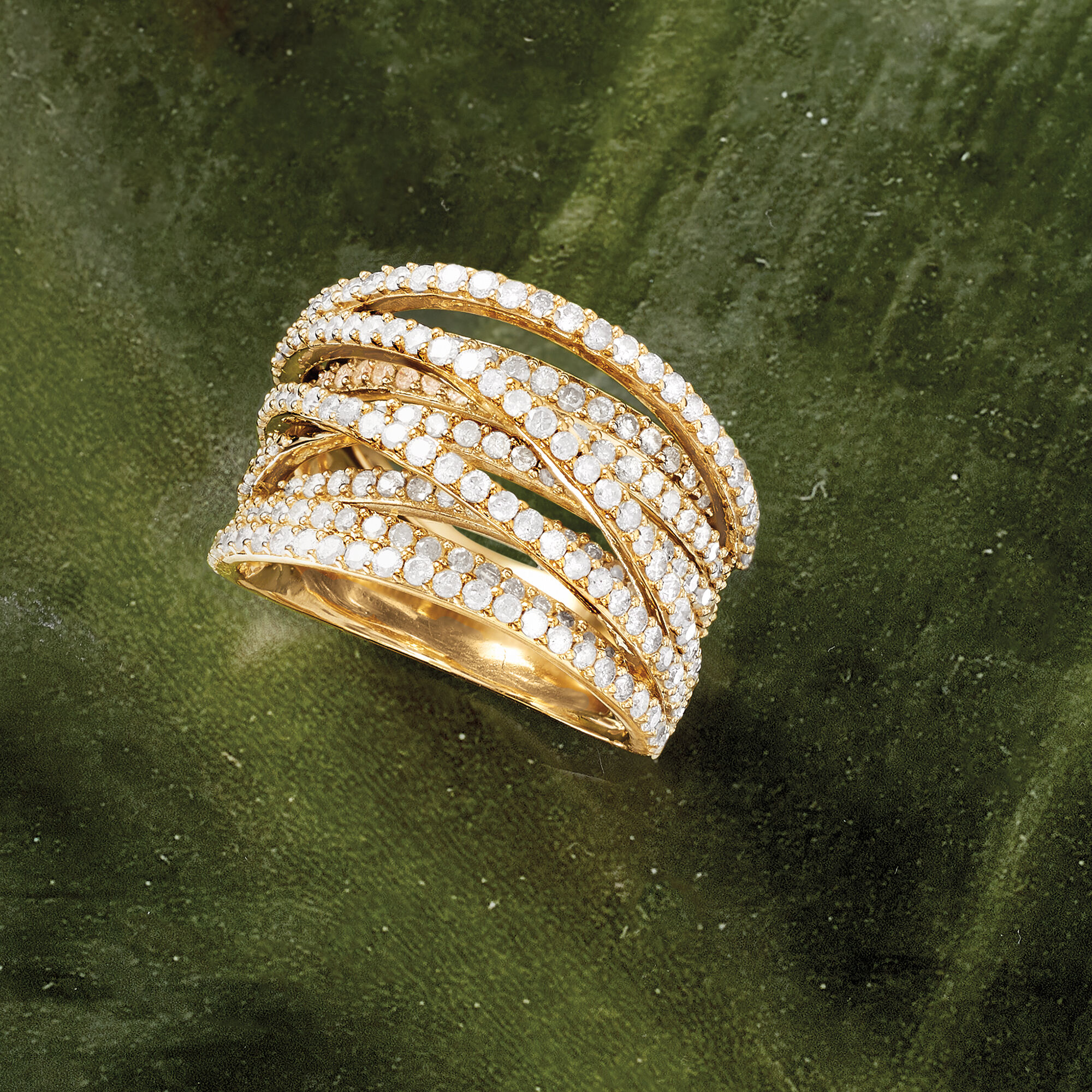 2.50 ct. t.w. Diamond Highway Ring in 18kt Gold Over Sterling