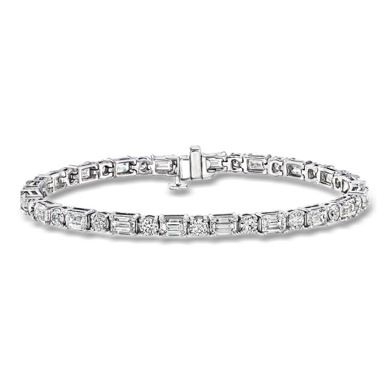 10.00 ct. t.w. Round and Emerald-Cut Lab-Grown Diamond Tennis Bracelet in 14kt White Gold image number 0
