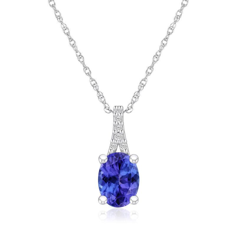 1.20 Carat Tanzanite Pendant Necklace with Diamonds in 14kt White Gold. 18&quot; image number 0