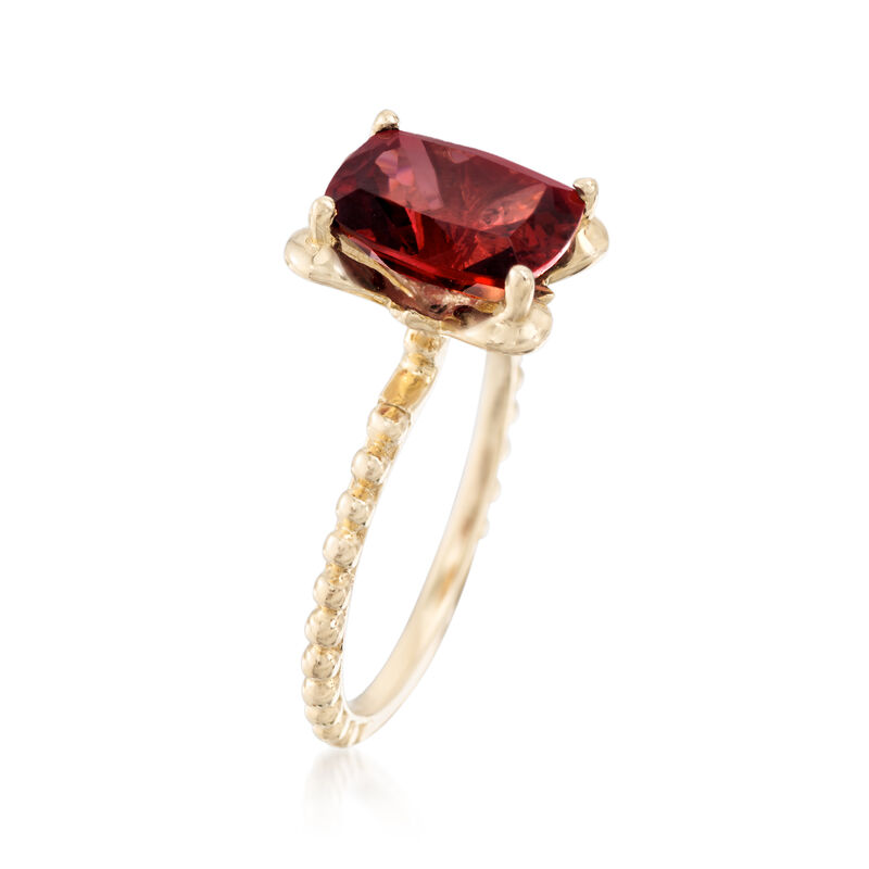 3.70 Carat Cushion-Cut Garnet Ring in 14kt Yellow Gold image number 2