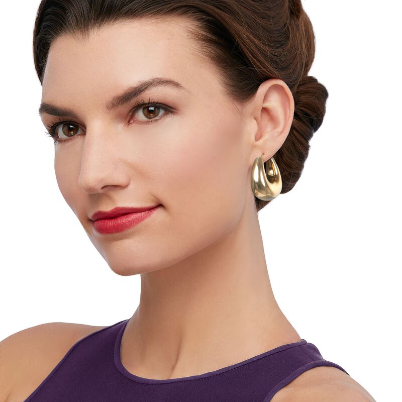 Andiamo 14kt Yellow Gold Puffed Hoop Earrings. 1&quot; image number 1