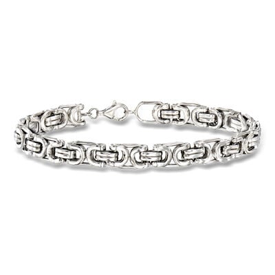 Men's Sterling Silver Byzantine Box Link Bracelet