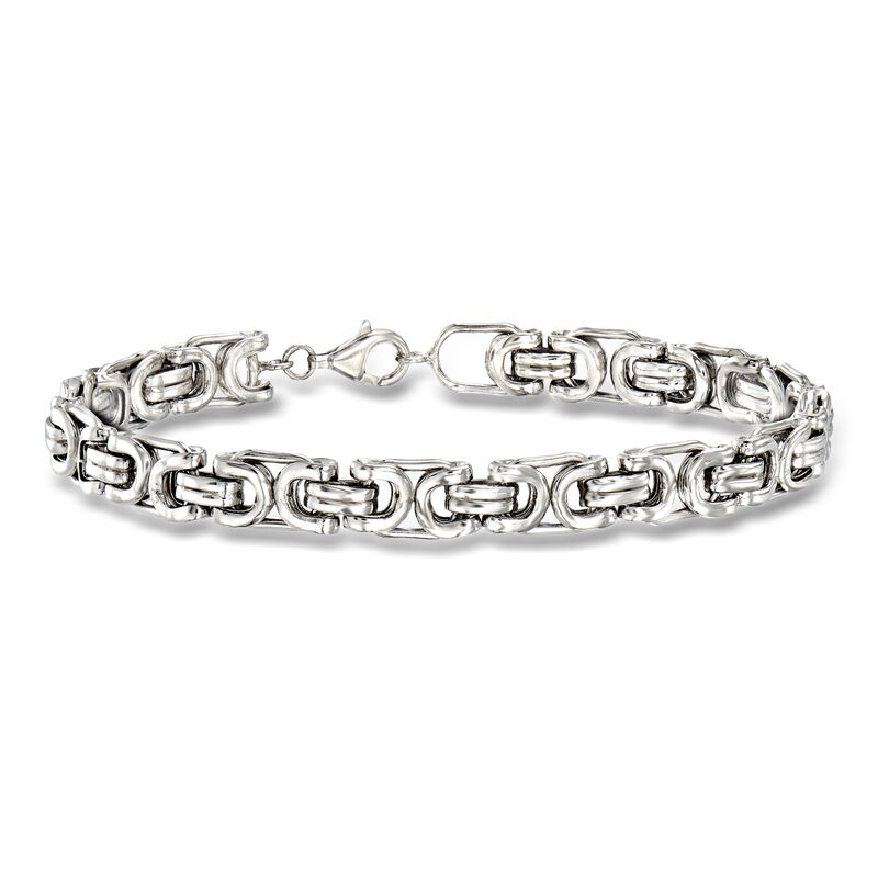 Men's Sterling Silver Byzantine Box Link Bracelet. 8.5" image number 0